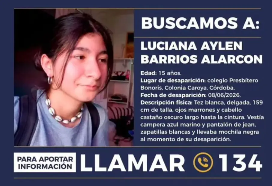 Activaron el Alerta Sofía por la desaparición de Luciana Alarcón