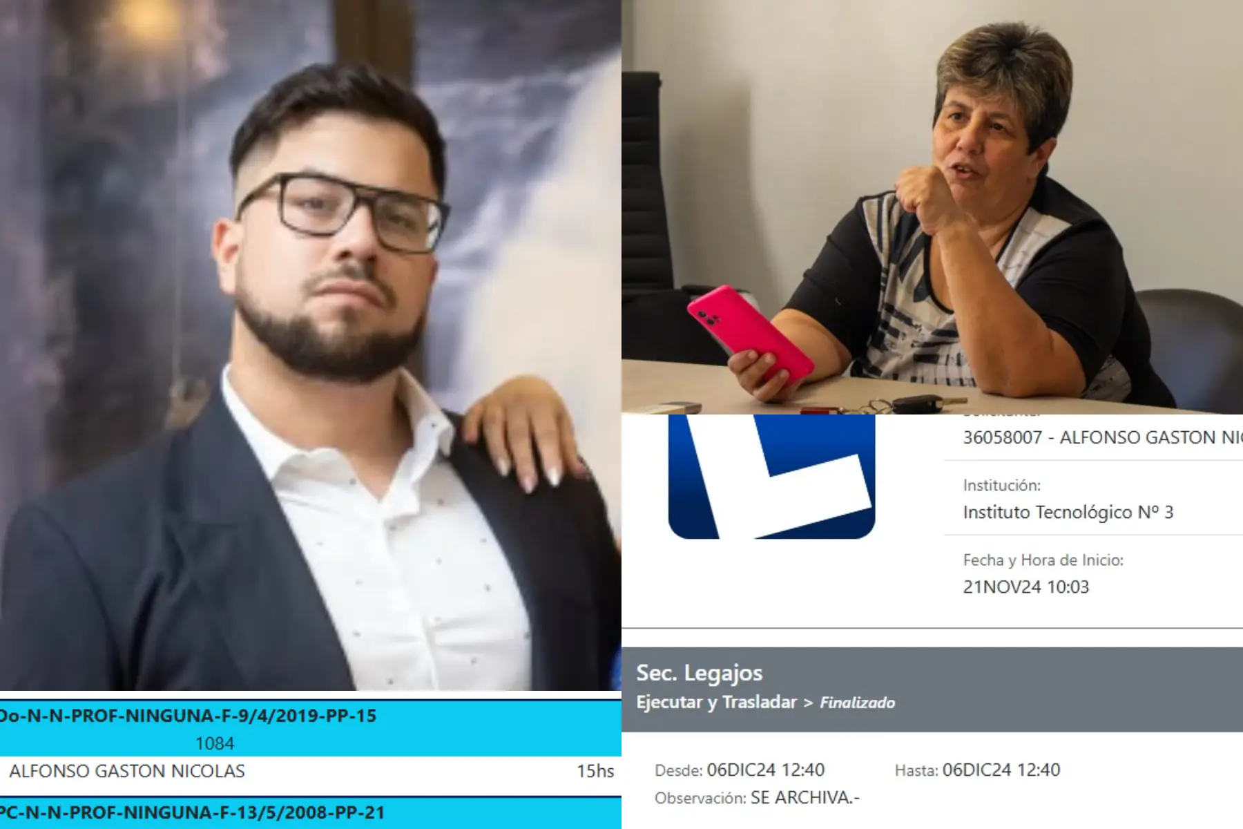 Hijo de una sindicalista, es docente sin título desde 2021