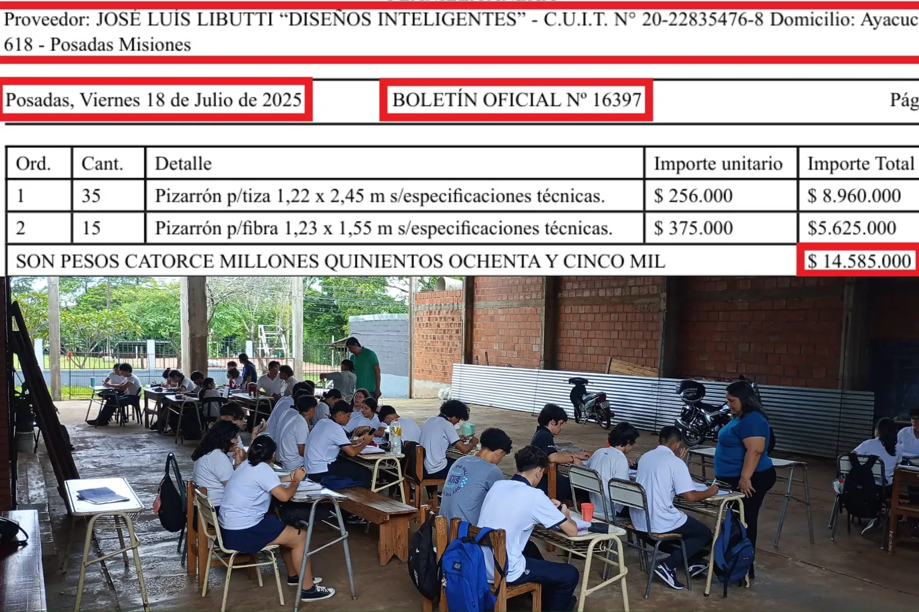 Directora de escuela que funciona en una capilla de Posadas, aclara que no recibieron ningún pizarrón y que les falta mobiliario