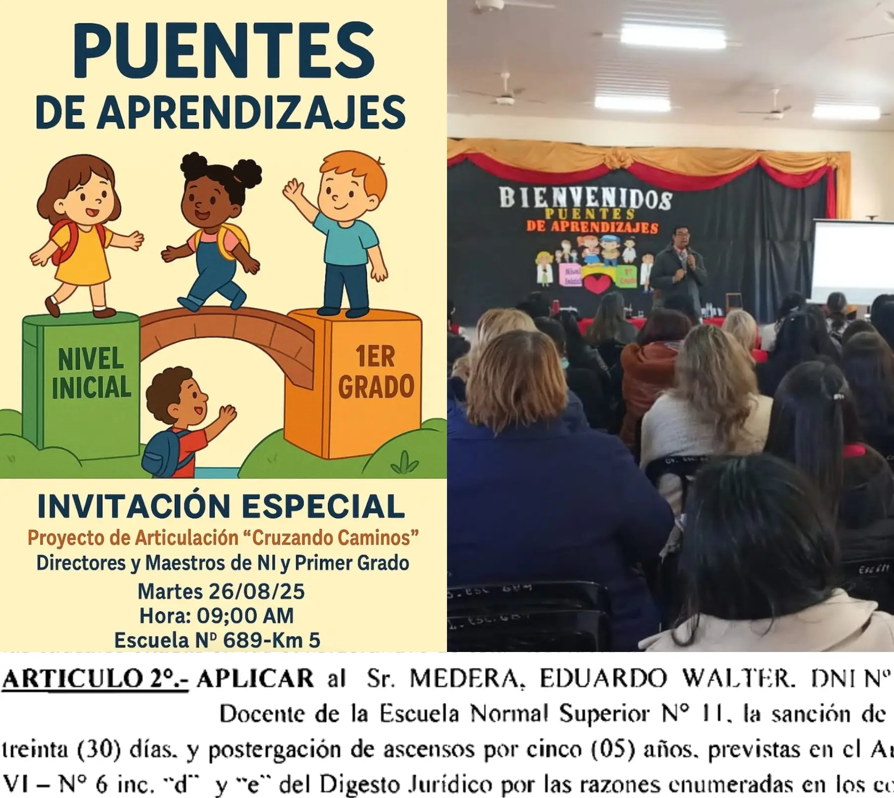 Está suspendido por corrupto y “disertó” en jornadas educativas