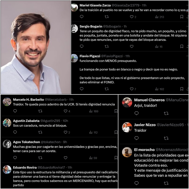 "Traidor", "Tené dignidad", algunos de los comentarios contra Arjol