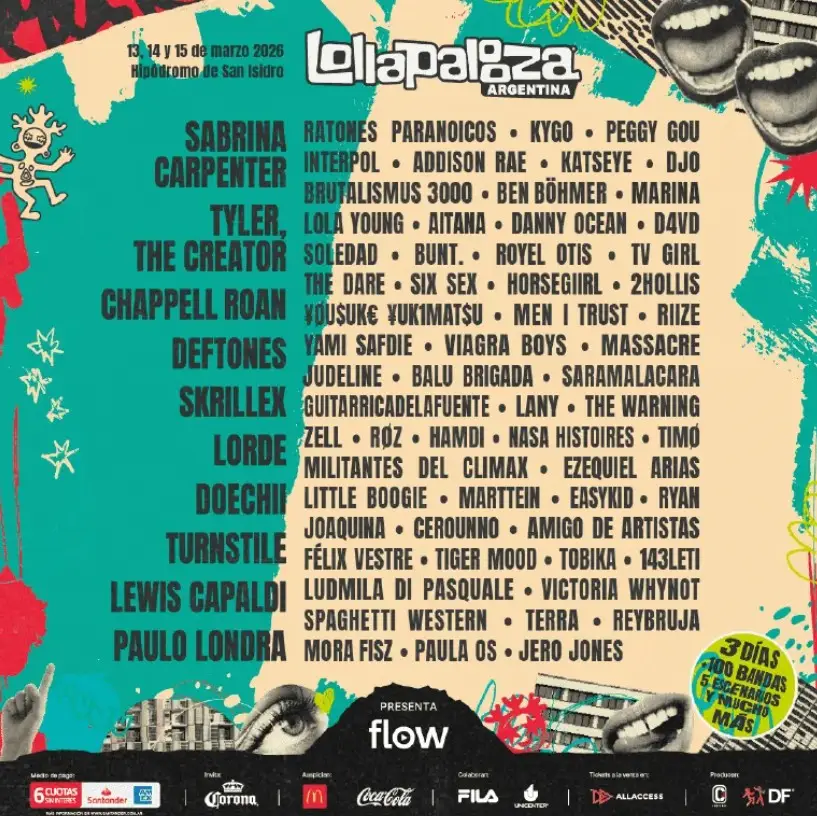 Se conoció el Line up del Lollapalooza Argentina 2026