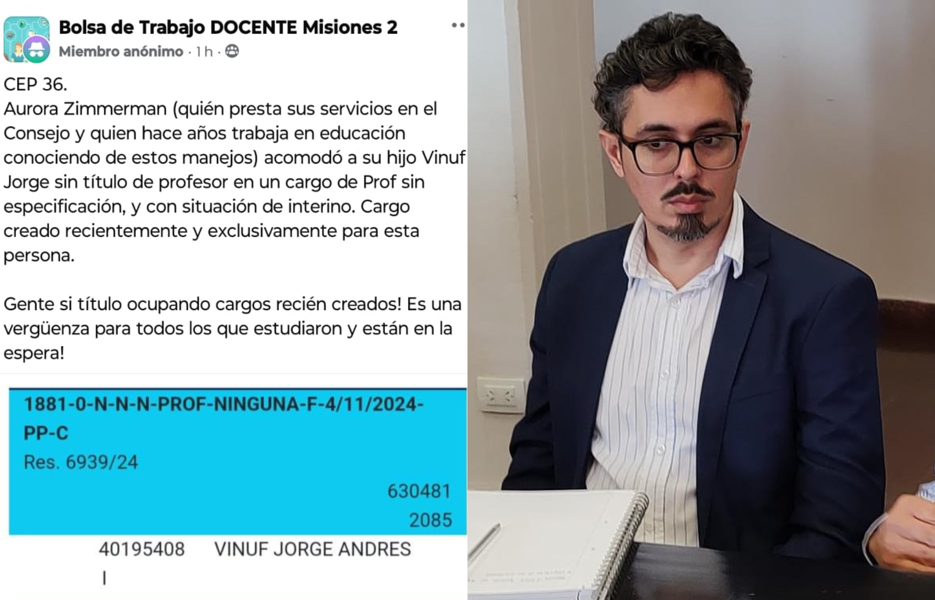 Denuncian que acomodaron como docente, al hijo de una funcionaria del CGE