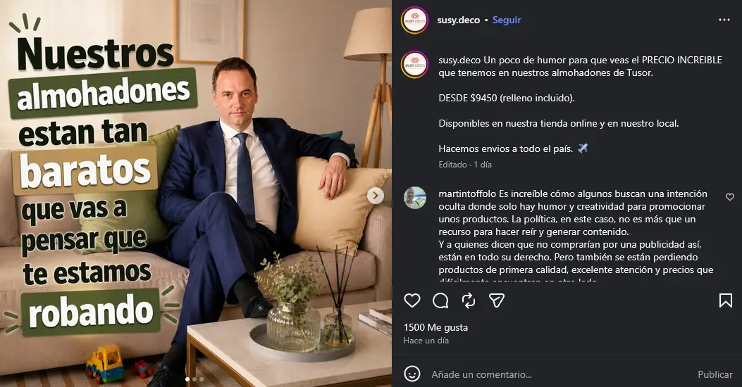 Una empresa se burla de Adorni para vender sábanas