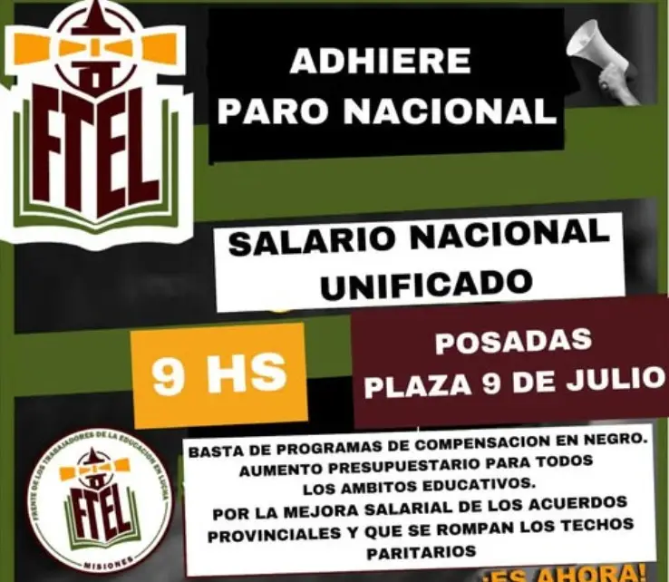 Qué gremios se adhieren al paro docente en Misiones