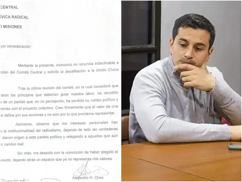 Otra renuncia: Alejandro Chini dejó el radicalismo misionero