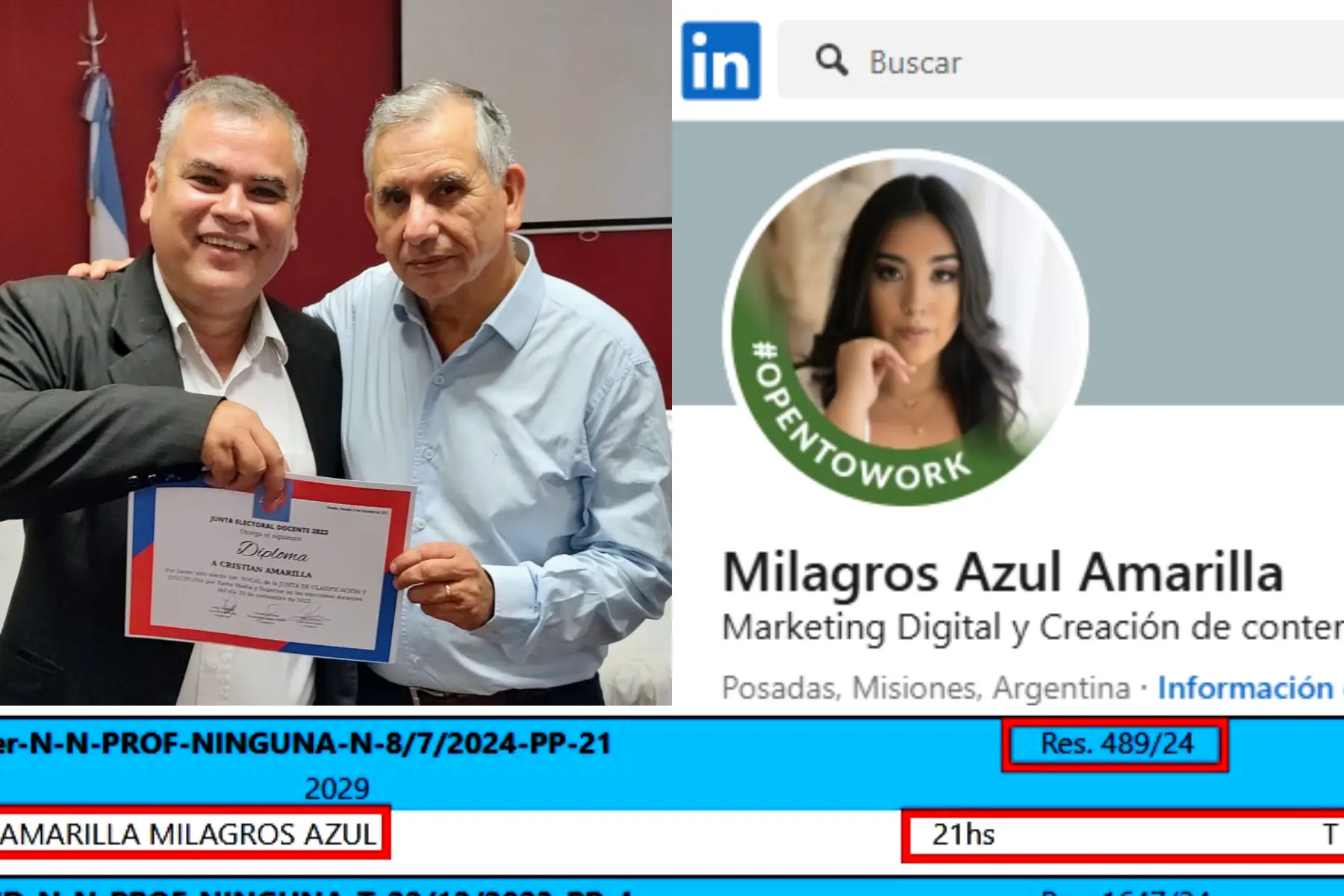 Hija de funcionario, ya aparece como docente titular en un centro “itinerante”