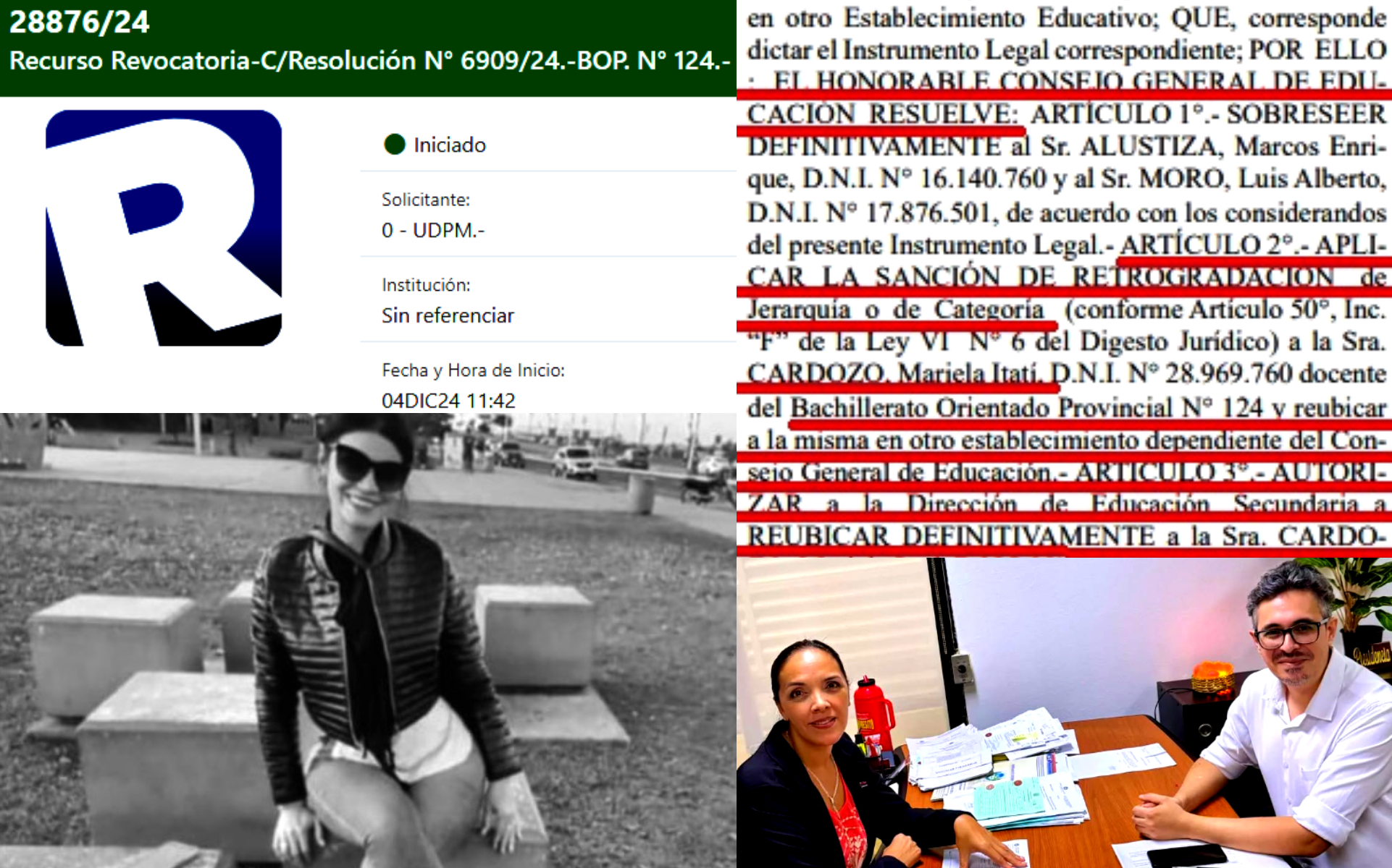 BOP 124: UDPM solicitó que se revoque una medida del CGE contra directora acusada de corrupción